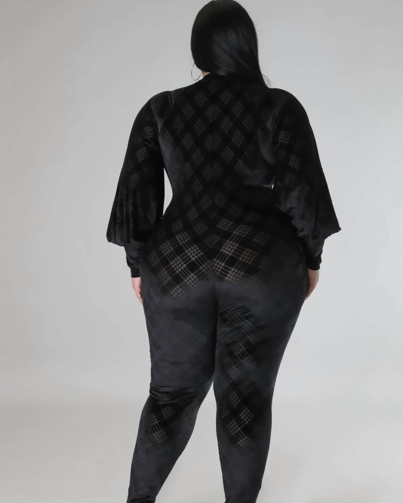 Black burn out mesh jumpsuit discount